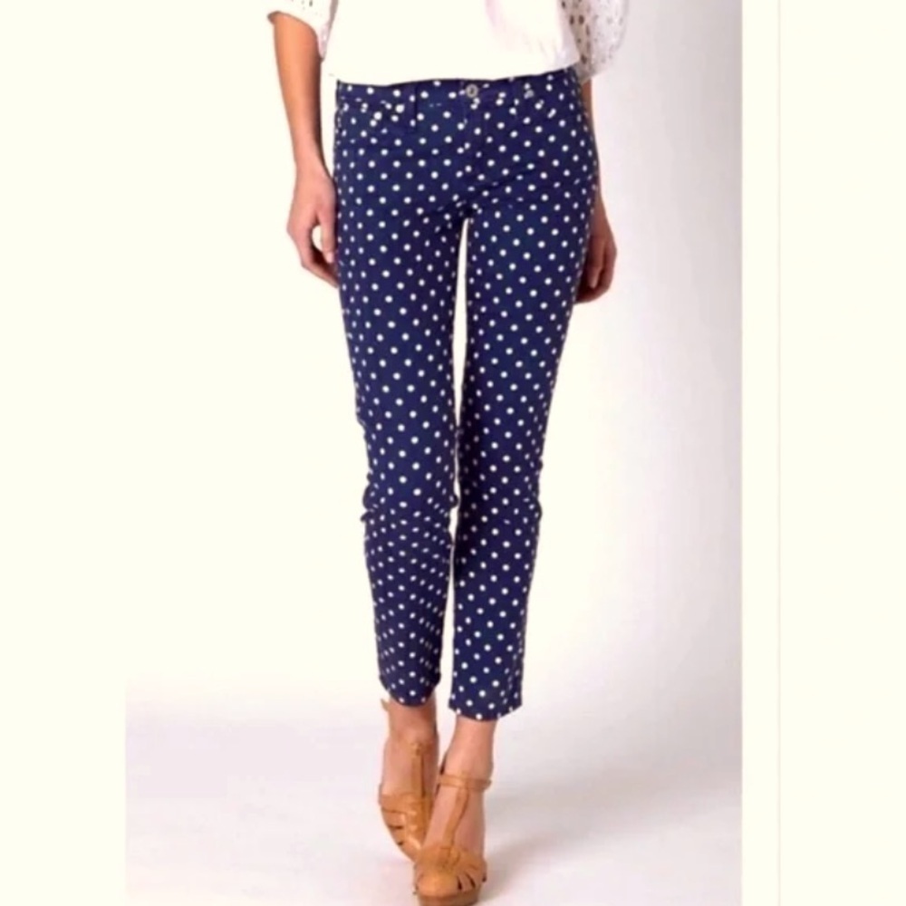 Adriano Goldschmied polka dot jeans. The Stevie Ankle women’s 27R